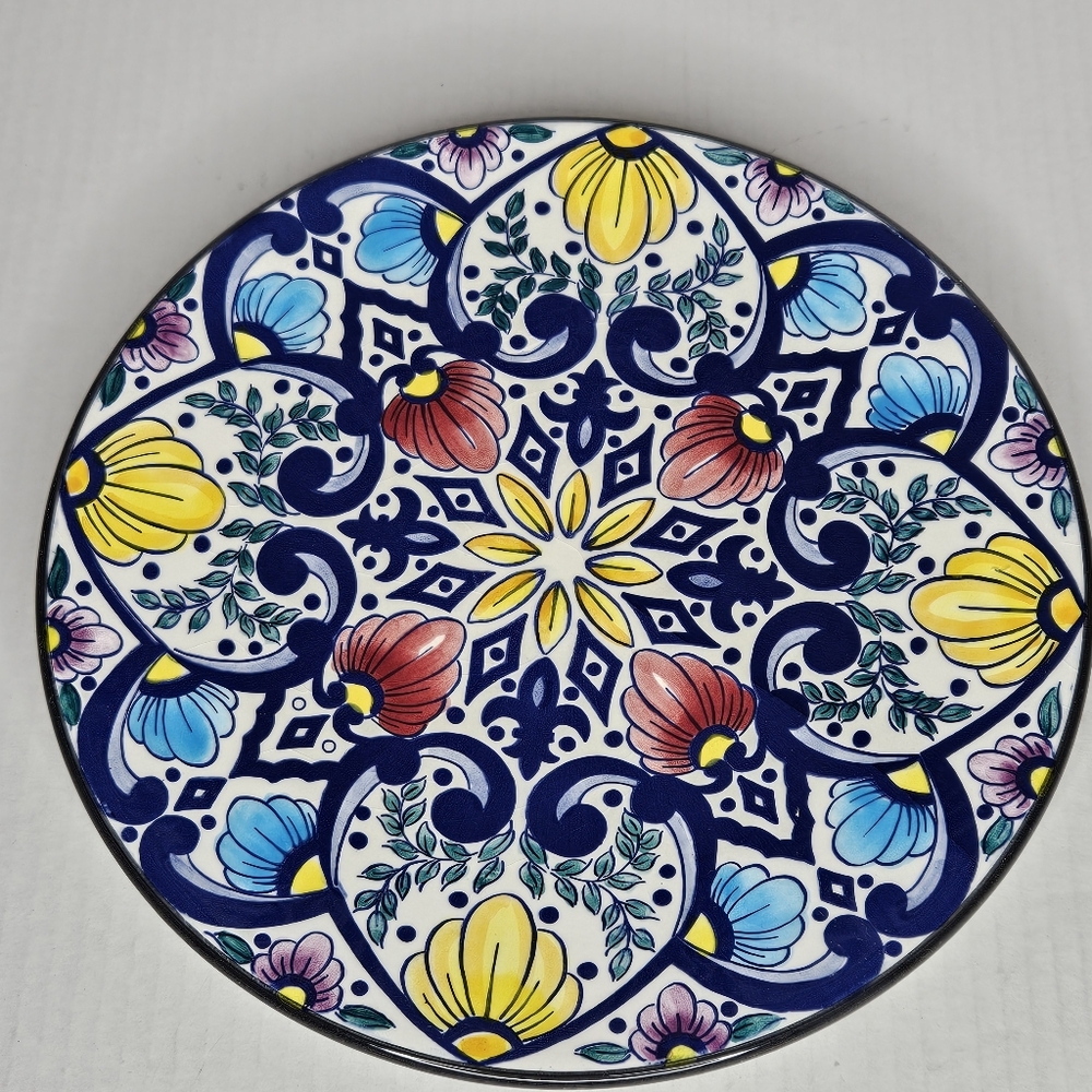 Ceramar Spain Ceramic Platter Plate Decor Hand Painted 10 1/2" Vintage